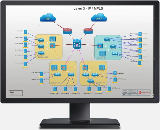 “netTerrain's visualization helps us manage and trace our entire network, including 3000+ rack elevations, with precise details down to port connections.“