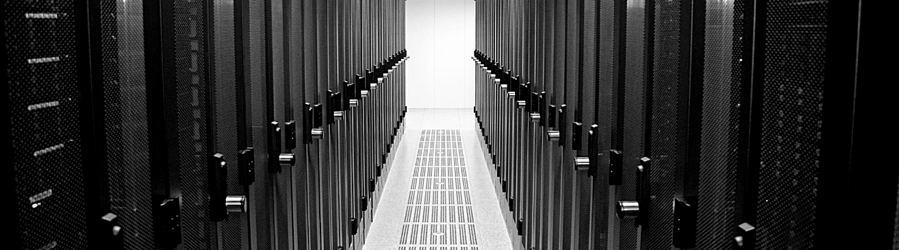 data center corridor flanked by cabinents