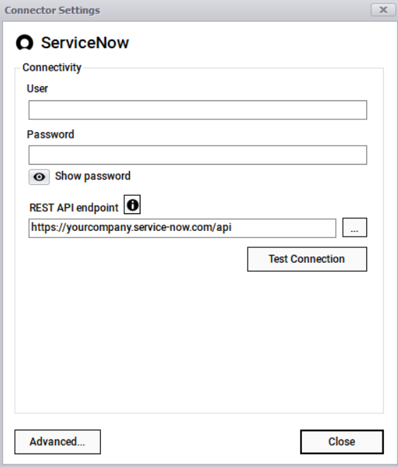 ServiceNow connection information