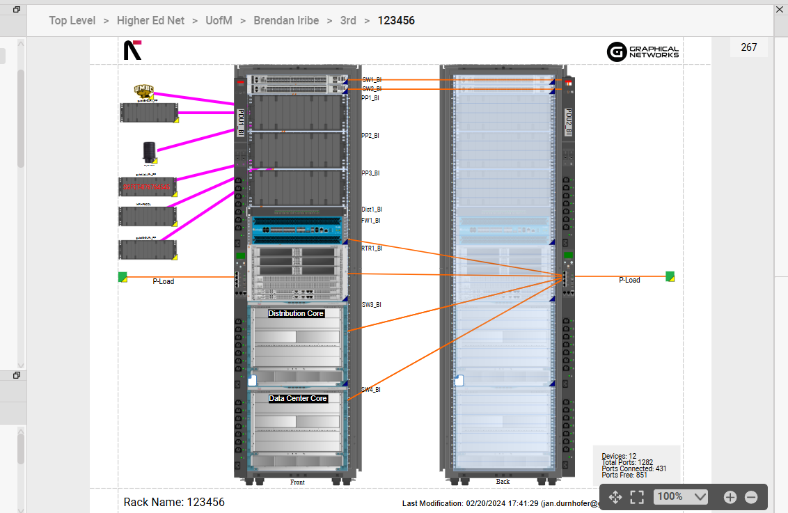 Rack View in netTerrain DCIM