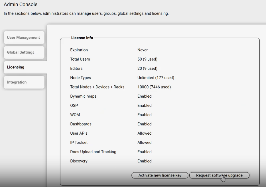 Request software upgrade in netTerrain 10.1