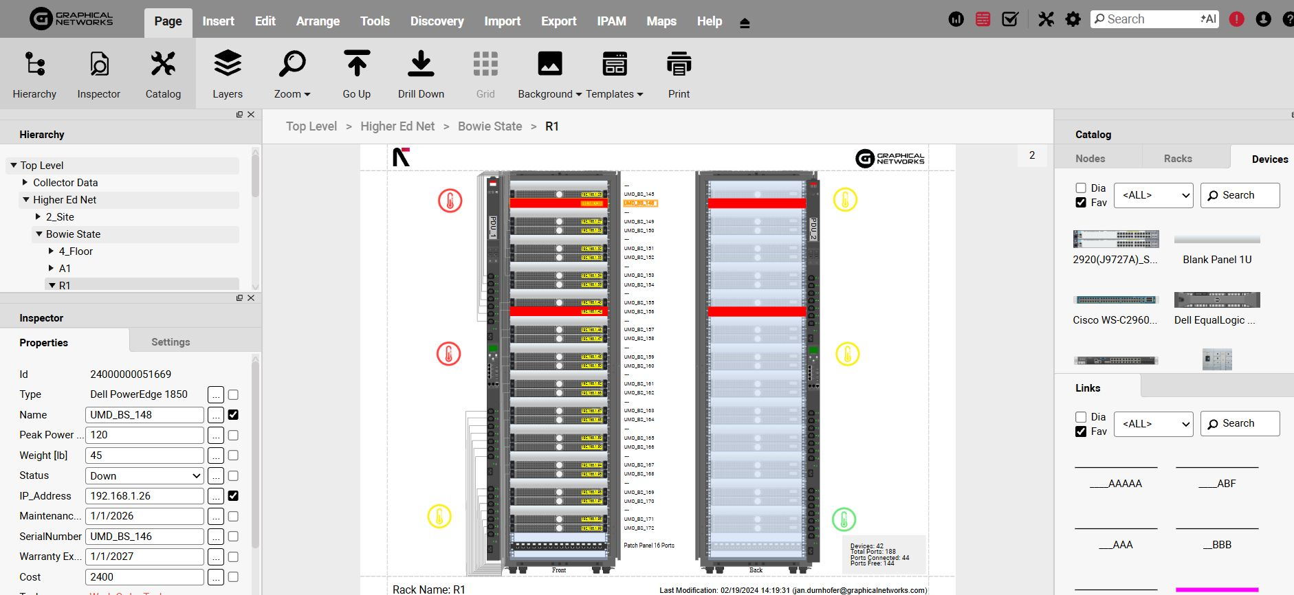 Representative screenshot for rack-level temperature monitoring