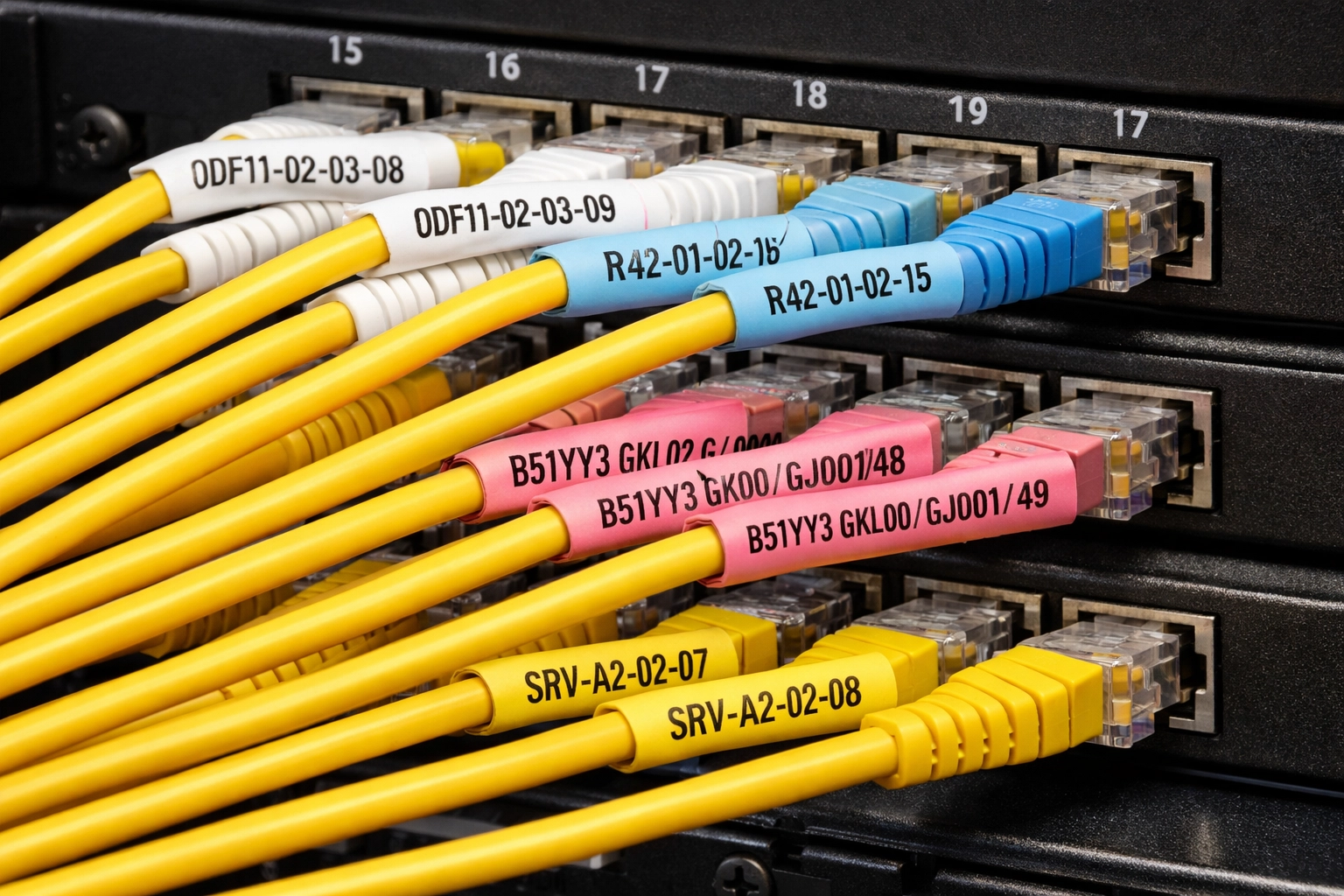 Implementation of color coding and routing conventions in a data center environment (source: AI-generated) 
